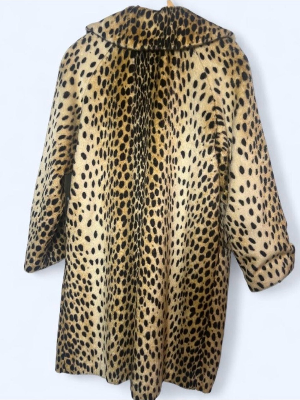 VINTAGE 1960s Faux Leopard Fur Swing Coat Size M/L - Picture 4 of 9